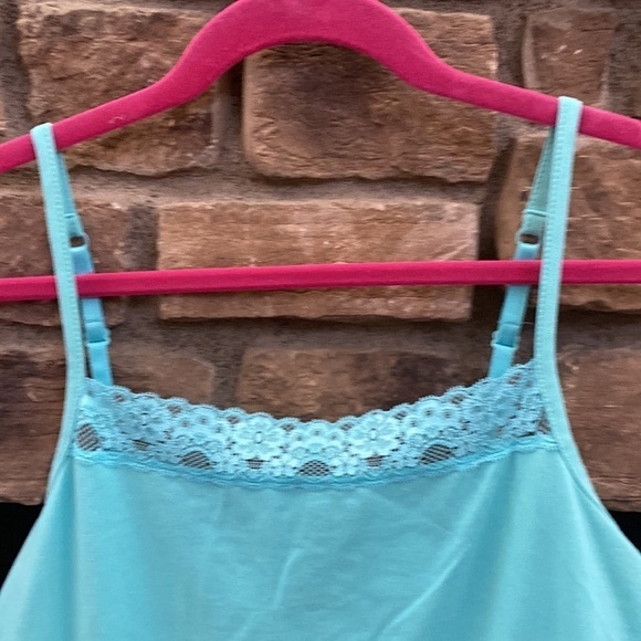 NWOT Caslon teal tank top with lace detail. Adjustable straps. Large - Picture 3 of 7